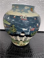 Large Oceanside Country Themed Vase/Jar