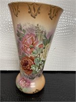Large Vintage Floral Trumpet Vase