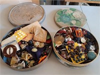 2 LARGE TINS OF VINTAGE BUTTONS