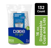 Dixie to Go Hot Beverage Cups & Lids, 16oz, 132 Ct