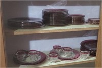 Antique King's Crown Ruby plates, glassware