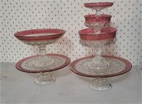 Antique King's Crown Ruby serving dishes,