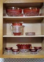 Antique King's Crown Ruby glassware, bowls,
