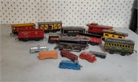 Tote of vintage toy trains