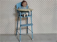Vintage doll, high chair