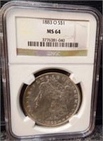 1883-O NGC MS64 Graded Morgan Silver Dollar