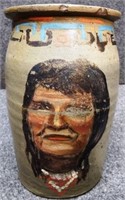 Handpainted Native American Salt Glazed Crock