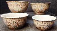 (4) Piece Spongeware Stoneware Nesting Bowls