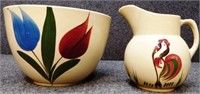 Watt Pottery Tulip Bowl & Rooster Pitcher
