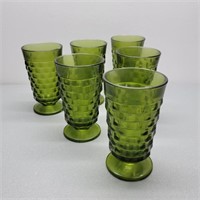 Set of 6 Vintage Green Cubist Glasses