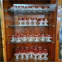 50 Pieces of  Ruby King's Crown Thumbprint Glass