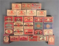 28pc Matchboxes Antique Wood Matchbox Lot