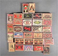 30pc Matchboxes Antique Wood Matchbox Lot