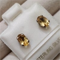 Sterling Silver Oval Citrine Stud Earrings SJC