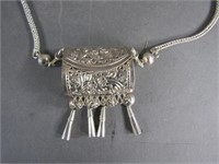 24" Sterling Silver Ornate Purse Necklace