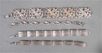 4pc Vintage Sterling Silver Bracelet Lot