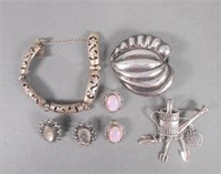 7pc Mexican Sterling Silver Jewelry Lot