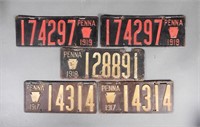 1917-1919 Pennsylvania License Plates