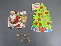 Vtg Coin Holder Christmas Cards w/ Coins