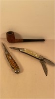 Willard Pipe & 2 Pocket Knives