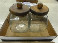 2 candy jars with wooden lids