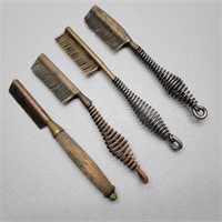 Lot of 4 Antique Brass Straightening Combs