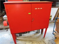 RED METAL PAINT CABINET