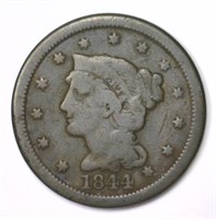 1844/81 Braided Hair Large Cent VG Very Good