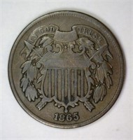 1865 Two Cent Piece Fine F