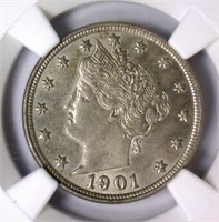1901 Liberty Head Nickel NGC UNC details