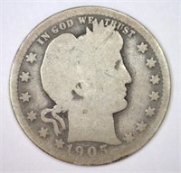 1905-O Barber Silver Quarter Good G
