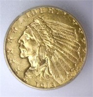 1913 $2.5 Indian Head Gold Quarter Eagle ICG MS62
