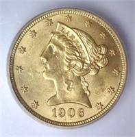 1906-D $5 Liberty Head Gold Half Eagle ICG MS63