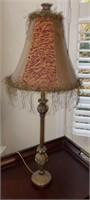 Vintage Bronzed Table Lamp w/ Fringed Shade