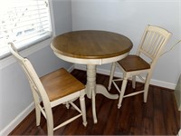 Vintage Butcher Block Pub Table w/ Two Stools