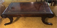 Vntg Weiman Regency Mahogany Leather Coffee Table