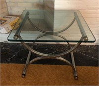 Art Deco Glass Top Chrome Side Table