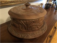 Rosas Hand Carved Wood Cake Stand w/Dome