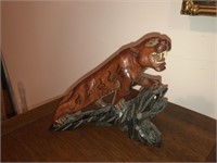 Vintage Chinese Carved Wood Tiger Figure