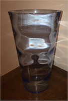 Cylinder Glass Vase w/Horizontal Illusion Ridges