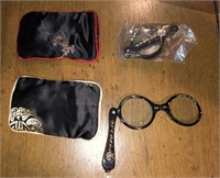 Vintage Longerette Folding Rhinestone Glasses