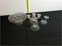EAPG CAKE STAND & CANDLE HOLDERS