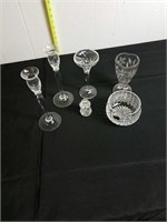 GLASS CANDLE HOLDERS, ETC