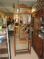 Wooden Hall tree w/mirror & drawer; measures