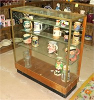 Glass display case, (3) glass shelves, wood &