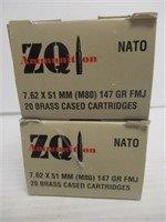 (40) Rounds of ZQ1 7.62x51mm 147 gr FMJ ammo.