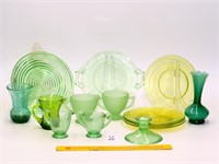 Group lot of green glass including (4) vaseline