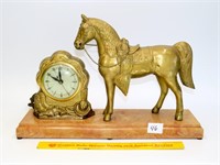 Vintage horse clock w/western theme, made by