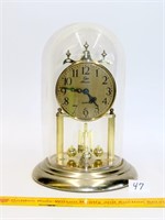 Elgin metal anniversary clock w/glass dome;