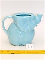 Vintage blue ceramic elephant pitcher, possibly